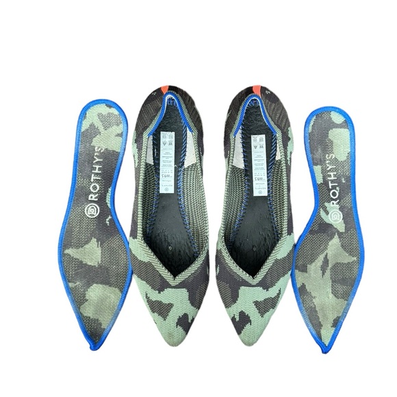 Rothy's THE PIONT Women’s Green Camo Pointed Toe Slip On Ballet Flats Si… - Picture 9 of 10